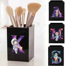Acrylic Makeup Brush Storage Case Pen Holder Desktop Office Pen Box Study Stationery Organizer Box Dressing Table Storage Brush Holder Suitable For Home School Office Holiday Gift Initial Name 26 Letters Pattern - Black - View 1