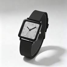 Compact Women's Rectangular Case Silicone Strap Quartz Wristwatch, Casual Fashion Unisex Student Watch, Gift, Birthday Present - Rectangular Case - View 4