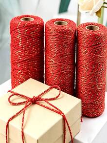 20M Red And Golden Braided Cord, Decorative String, Suitable For Gift Box Wrapping, Christmas, Weddings, Birthdays, Thanksgiving, DIY Crafts, Holiday Decorations, Tag Tying, Home Decor Items, Handmade Crafts - Set - View 1