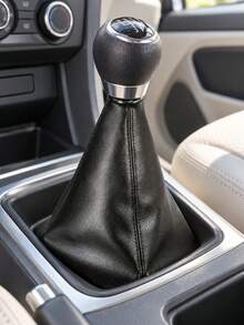 1pc Black Faux Leather Gear Shift Boot, Car Shifter Dust Cover For Compatible Manual And Automatic Gear Levers, Replacement Gear Stick Gaiter For Vehicle Interior Protection And Styling - A - View 2