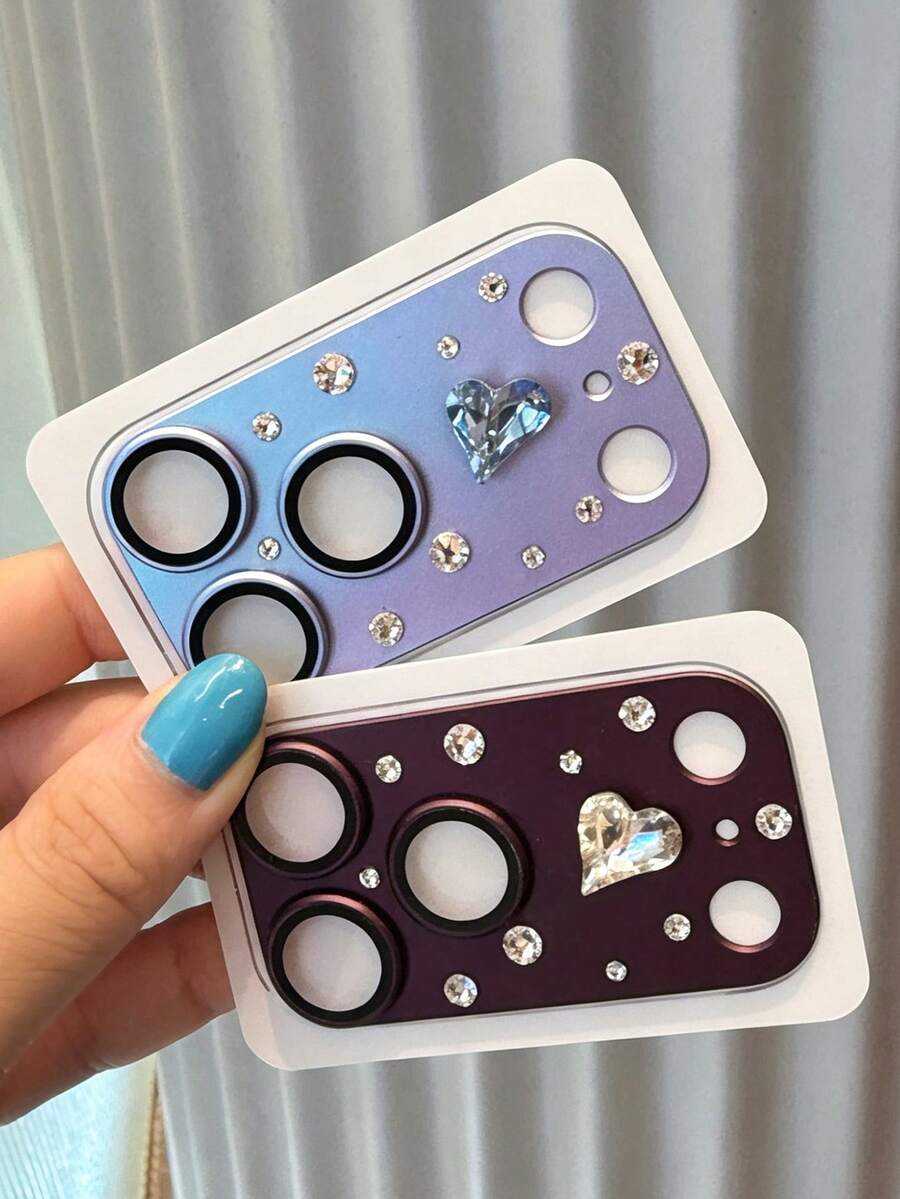 可愛 3D 蝴蝶結水鑽透明相機鏡頭保護膜,適用於 iPhone 18 Pro Max 17 ProMax 17Pro,玻璃鏡頭保護貼 - 藍色 - 查看 1