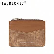 Women's Multi-Slot PU Card Holder, Ultra-Thin Portable Mini Wallet With Zipper Coin Pocket, Textured Patchwork Design, Suitable For Daily Use - Multicolor - View 10