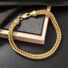 1pc Classic Vintage 18K Gold Plated Braided Copper Bracelet, Unisex, Suitable For Daily Wear And Party, Fashion Hip-Hop Gift Jewelry - Gold - View 6