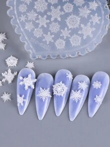 3D雪花美甲矽膠雕刻模具，波浪邊心形美甲模具，透明樹脂模具，用於製作聖誕冬季美甲裝飾，DIY美甲飾品製作工具，美甲裝飾用品，美甲配件 - 無色 - 查看 2