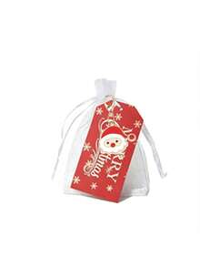 10pcs/Set[10 Random Style Keychains + 10 Cards + 10 Mesh Bags] Christmas Theme Keychains, With Santa Claus, Snowman, Gingerbread Man, Bell, Reindeer And Other Designs, With Christmas Hug Greeting Card And Blessing Message, Random Keychain Styles - Multicolor - View 4