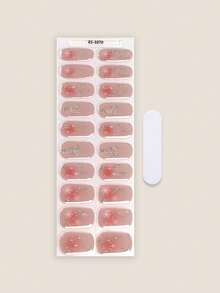 Christmas Semi Cured Gel Nail Strips, 20Pcs Long Lasting Salon Quality Wraps, Easy Apply & Remove Gel Nail Stickers With UV Light - Dusty Pink - View 3