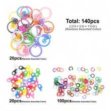 2D Flat Colorful Metal Keychain Accessories Set, Includes Flat Key Rings, Chains, Lobster Clasps And Open Jump Rings, Random Mixed Colors - Multi-color - View 6