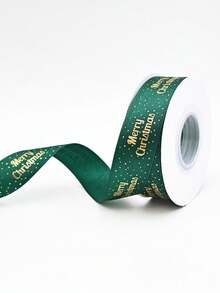 1roll New Year Christmas Ribbon 2.5cm*25yards (22.75m), Burgundy, Dark Green Dense Polyester Satin Ribbon, Snowflake Christmas Tree Reindeer Pattern, Perfect For Festive Christmas Tree Gift Bag Decoration, Merry Christmas Ribbon/Bow - Multicolor - View 15