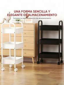 Multifunction Steel Organizer Cart With Wheels - Black - View 3