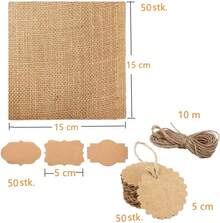 50-Piece Jute Coasters 15cm X 15cm, Decorative Coasters With Knots, Stickers And Charms For Christmas And Weddings - Brown - View 3