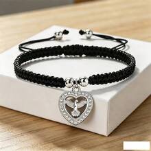 1Pc Hollow Heart Peace Dove Pendant Bracelet Crystal Rhinestone Charm Handwoven Rope Bangle For Women Couple Lucky Fashion Jewelry Gift - Love Pigeon - View 9