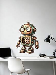 1pc/1set - Steampunk Robot Wall Sticker, Gear Mechanical Style Boy's Room Tech Wall Decor, Suitable For Children's Room Decoration, Living Room, Study, Bedroom Wall Sticker, Back To School Classroom Decoration, Library Decoration, Party Decoration, Boy's Bedroom Science And Technology Theme Decoration - Multicolor - View 4
