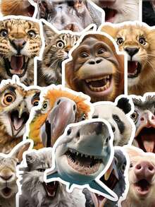 50pcs Funny Animal Face Decorative Stickers For Skateboard, Phone Case, Laptop, Refrigerator, Luggage, Bedroom Door, Tablet, Notebook, Learning Reward Gift - Multicolor - View 7