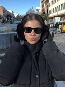 1pc Winter Faux Rabbit Fur Earmuffs, Warm Lining Foldable Earmuffs, Windproof Foldable Earmuffs Winter Accessory - Black - View 4