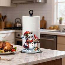 1pc, Kitchen Paper Towel Holder Santa Claus & Snowman Pattern Home Desktop Restaurant Creative Decorative Storage Rack Multi-Functional Fits Standard Paper Towel Rolls Plastic Paper Towel Holder Without Paper Towels - View 6