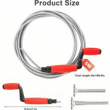 1pc Hand-Crank Pipe Unclogging Spring, Toilet/Sink Clog Cleaning, Powerful Unclogging - Multicolor - View 3