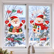 Santa Claus & Snowman Window Stickers, Merry Christmas Snowing Decoration, Holiday Glass Window Decor - Christmas Window Decals - View 4