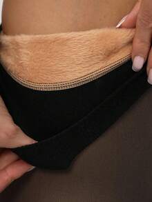 Women's High Waist Tights,Thermal Heating Socks,Winter Warm Thermal Lined Leggings Fit Sexy Semi-Sheer Pantyhose Elastic Slim Suitable For Daily - Clear - View 3