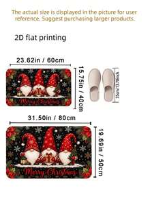 1pc 2D Flat Print Christmas Theme Cute Snowman Pattern Holiday Atmosphere Door Mat, Colorful, Machine Washable Carpet, Suitable For Home Decor, Entrance, Hallway, Bathroom And Balcony - A - View 4