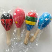 1/3/4/8pcs Wooden Maracas, Holiday Wooden Maracas Toy, Musical Instrument, Random Pattern - Multicolor - View 11