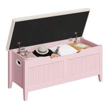 Banco zapatero con almacenaje 100 cm de madera con asiento acolchado tapa elevable y bisagras de - Rosa Fucsia - Ver 8