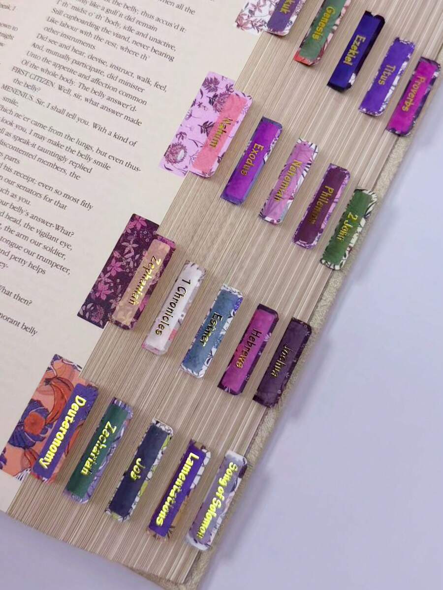 75 Pieces Of Bible Index Labels, Floral Pattern Design,With Laminated Gold-Embossed Font, Waterproof And Tear-Resistant Labels For The New Testament And Old Testament Of The Bible, Bible Index Stickers - Label - View 1