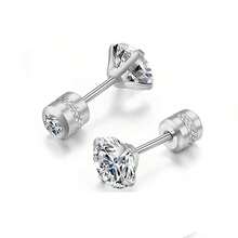 1 Pair Flat Screw Back Zirconia Stud Earrings, Secure Screw-Fixed Flat Zirconia Earrings, Suitable For Cartilage And Ear Piercing, Unisex, Hypoallergenic - Silver - View 16