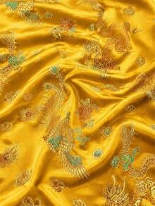 1pc Dragon & Phoenix Jacquard Fabric, Multi-Color Metallic Thread Woven Dragon & Phoenix Cloud Pattern, Shiny Satin Jacquard Cloth, Multiple Colors Available, Suitable For Festival Clothing, Gift Box Lining, Home Decor And DIY Sewing Crafts - Multicolor - View 9
