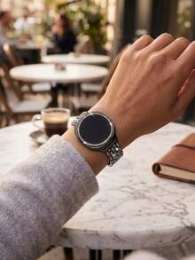 水鑽手錶錶帶與錶殼，相容於 Galaxy Watch9/8 40mm 與 44mm，優雅時尚亮面金屬水鑽錶帶，防摔防刮水鑽錶殼，相容於 女款手錶錶帶與錶殼，休閒商務派對奢華智慧手錶錶帶 - 鑲鑽錶帶+錶殼-黑色 - 查看 8