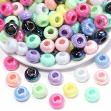10Pcs/Set Acrylic UV Colorful Abacus Beads, Large Hole Wheel Beads, Suitable For DIY Bracelets, Keychains, Necklaces, Stationery Pens, Holiday Decorations, Abacus Beads, Tassel Dream Catcher Making, Hanging Rope Beads - Multicolor - View 5