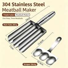 304 Stainless Steel Meatball Maker With Scraper, Manual Meatball Mold, Non-Stick Design, Suitable For Beef, Chicken, Shrimp, Fish Balls And Cookie Dough, Commercial And Home Kitchen Tool, Dishwasher Meatball Scoop Maker - Multicolor - View 14