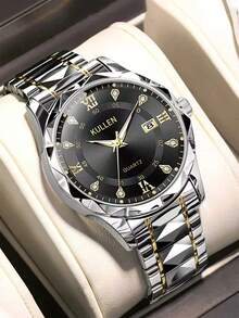 1pc Men's Black & White Business Roman Scale Quartz Watch, Alloy Strap And Case, Gift For Father's Day, Birthday, Anniversary - Multicolor - View 18