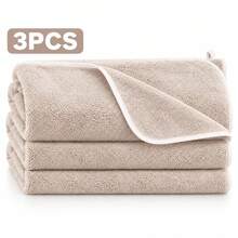 FLYINGCURTAINS Soft Jacquard Bath Towel, Solid Color, Highly Absorbent Hand Towel, Machine Washable Towel For Bathroom Decoration - Apricot - View 12