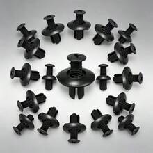  90pcs Universal Auto Fastener Clips Set, Plastic Expansion Rivet Push Clips, For Bumper Fender Door Panel Trim Replacement, Car Interior Exterior Repair Accessories, Body Plastic Retainer Clips Hardware - Black - View 1
