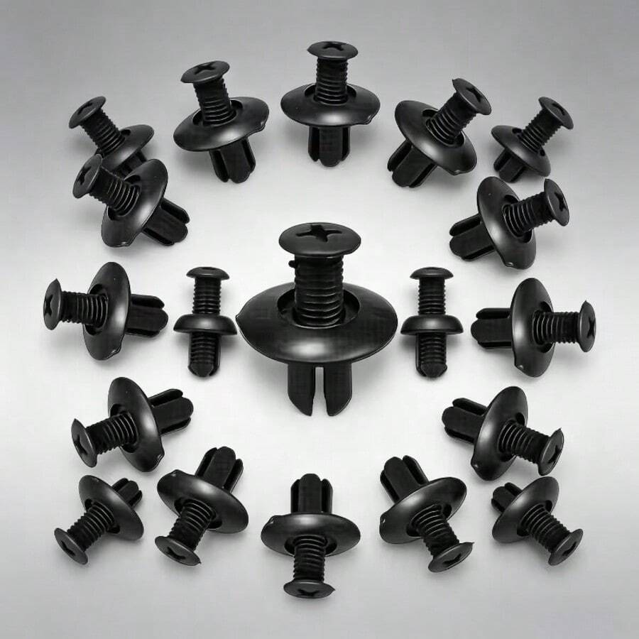 90pcs Universal Auto Fastener Clips Set, Plastic Expansion Rivet Push Clips, For Bumper Fender Door Panel Trim Replacement, Car Interior Exterior Repair Accessories, Body Plastic Retainer Clips Hardware - Black - View 1