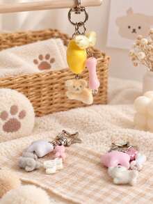 3pcs Cute Star Keychain,Kawaii 3D Star Flocking Animal Bone Charm, Wing Music Note Y2K Bag Charm Pendant For Handbag Purse Backpack Keys - Multicolor - View 8
