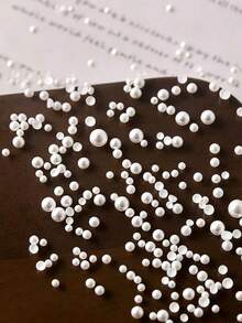 2 Boxes Fall, Autumn, Fall Nails Gentle Style Nail Art Pearl Decorations, Mixed Sizes Pure White Faux Pearls, Smooth Glossy Finish, DIY French Press-On Nails - Multicolor - View 2