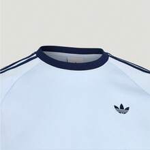 Adidas Originals CALI Men's Short Sleeve Fashion Versatile Retro Minimalist Crew Neck Striped T-Shirt Blue - Blue - View 4