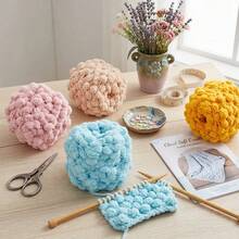 Super Soft Yarn Balls, Suitable For Making Warm Handmade Blankets, Cushions, Carpets, Coats, Vests, Crafts, Storage Baskets, Hats And Scarves. 100% Polyester Material, 4 Pieces Per Bag, Weight - Multicolor - View 4