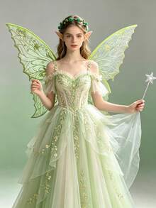 Colorful Laser Double-Layer Butterfly Wings Back Decor, Forest Style Fairy Wings Girl Birthday Party Photo Prop, Halloween Cosplay Fairy Angel Wings Accessory - View 7