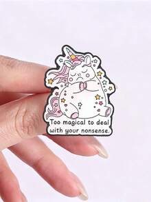 Cute Unicorn Enamel Pins, Cartoon Pink Unicorn Quote Brooch, Decorative Lapel Pin For Backpack Jacket - Multicolor - View 7