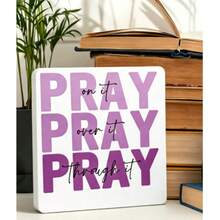 1件紫色「Prayer」壓克力桌面裝飾品附木製底座，透明式標牌，基督教聖經桌面裝飾，宗教禮品，適合房間裝飾、臥室裝飾、家居裝飾、老師禮物、聖誕節、萬聖節、生日禮物 - 紫色 - 查看 11