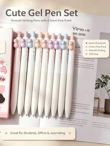 4pcs Kawaii Cat Dreamland High Aesthetic Gel Pen, ST Tip Quick Dry Black Ink Pens, Perfect For Note-Taking, Daily Writing, Kids, Exam Practice - Multicolor - View 7