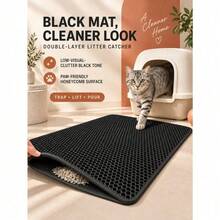1pc EVA Cat Litter Mat, Double-Layer Honeycomb Design, Durable, Non-Slip, Washable, Easy To Clean - Suitable For Litter Box, Toilet, Bathroom, Feeding Area - Ideal Choice For Cats And Small Pets(Puppy Keep,Christmas Gifts,Lettiera Per Gatti) - Multicolor - View 4