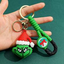 The Grinch Green Monster Christmas Keychain, 3D Silicone Heart-Shaped Green Monster Key Ring With Christmas Hat, Cute Bag Charm (For Wallet/Backpack/Car Keys), Christmas Stocking Filler, Mysterious Santa Claus Gift, Car Key Bag Charm Holiday Gift Accessory - Keychain - View 11