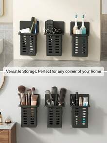 1pc Wall-Mounted Draining Storage Rack, Multi-Functional Kitchen Storage Box, Wall-Mounted Toothbrush And Toothpaste Holder; Suitable For Bathroom Storage, Camping, Dormitory And Home Decor; Bathroom Accessories And Kitchen Utensils. - Multicolor - View 6