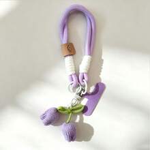 1pc Tulip Knitted Pendant Phone Lanyard Wrist Strap, Creative Handheld Anti-Loss Anti-Drop Portable Bracelet, Woven Design, Soft Detachable, Suitable For DIY Phone Lanyard And Phone Case Decoration, Perfect Gift For Friends/Bag Charm - Multicolor - View 14
