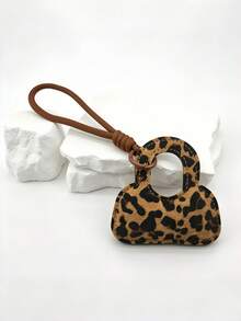 New Hot-Selling Handmade DIY Vintage Leopard Print Mini Bag Charm, 1pc Flocked Small Bag Keychain Pendant, Creative Holiday Gift Souvenir For Lovers And Friends, Creative Gift For Girlfriend, Holiday Gift, Phone Car Accessory Key Ring, Holiday Creative Small Gift, Event Gift - Multicolor - View 13
