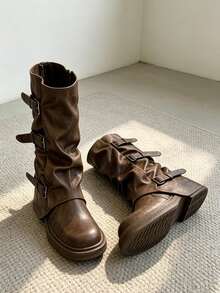 Women Mid-Calf Boots - Brown - View 7