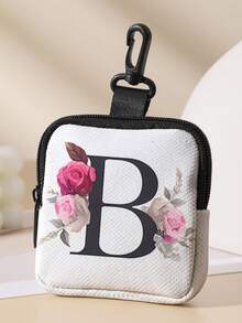 1/2pcs Letter Print Mini Coin Purse, Zipper Closure Small Pouch With Swivel Hook For Earphones Coins Keys Small Items, Can Hang On Backpack - Multicolor - View 15